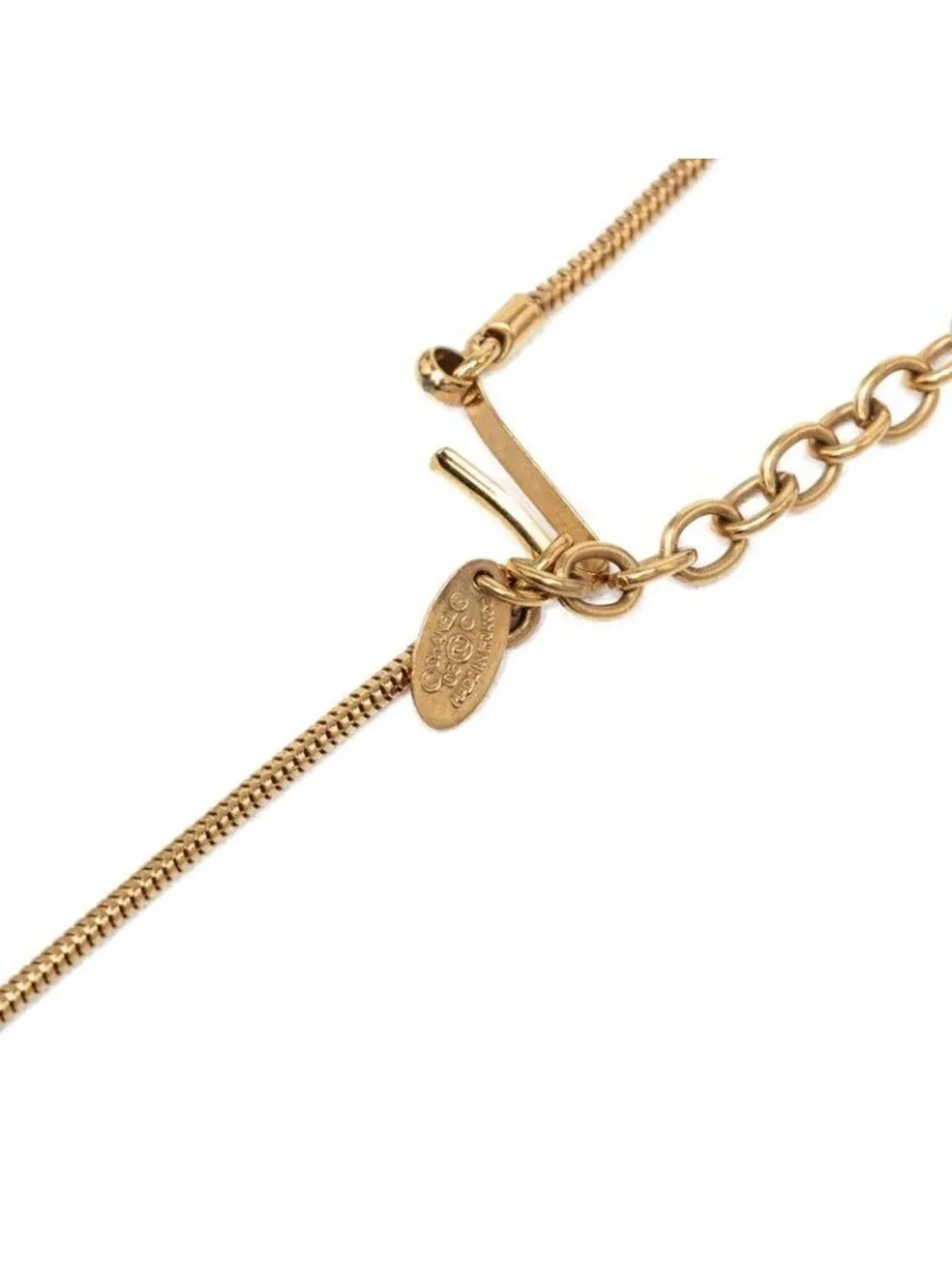 Chanel CC Logo Ball Chain Necklace Gold Black Plated Faux Pearl Plastic